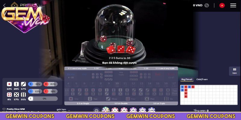 Sicbo Gemwin - Tìm Hiểu Về Cách Chơi Và Trả Thưởng 2 Kết quả cộng tổng ba mặt hiện ra sau khi lắc